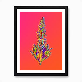 Neon Persian Lily Botanical in Hot Pink and Electric Blue n.0118 Art Print