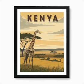 Vintage Kenya Travel - African Giraffe Art Print