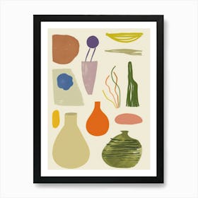 Abstract Objects Collection Flat Illustration 5 Art Print