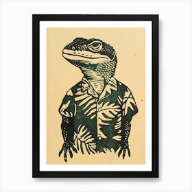 Lizard In A Floral Shirt Block 4 Art Print