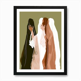 Three Women In Veils Art Print