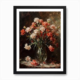 Baroque Floral Still Life Carnations 5 Art Print