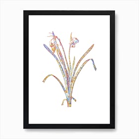 Stained Glass Summer Snowflake Mosaic Botanical Illustration on White Art Print