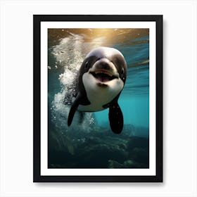 Realistic Photography Of Baby Orca Whale Smiling 2 Art Print