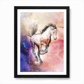 Horse Drawing Art Illustration In A Photomontage Style 51 Art Print