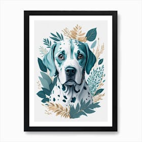 Floral Dalmatian Dog Painting (4) Art Print