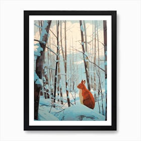 Winter Red Squirrel 3 Illustration Art Print