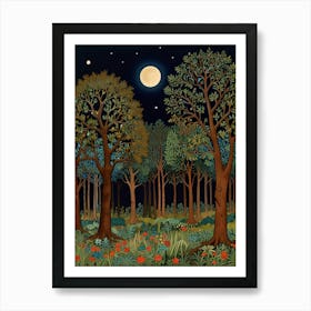 William Morris Night In The Forest 2 Art Print