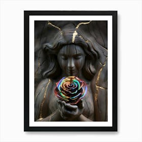 Angel Holding A Rose Art Print