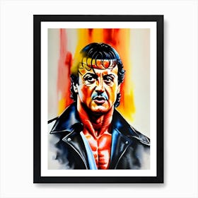 Sylvester Stallone In Rocky Watercolor 3 Art Print