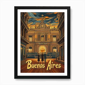 Aihrgdesign A Retro Travel Poster For Buenos Aires Featuring 3 Art Print