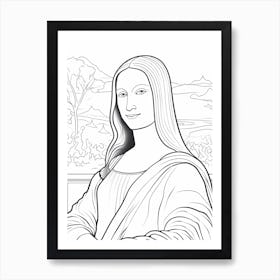 Line Art Inspired By The Mona Lisa 1 Art Print