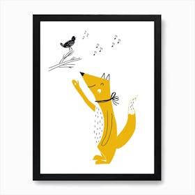 Fox And Birds Animal Pop Art Print
