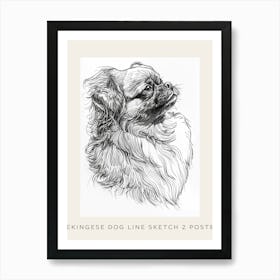 Pekingese Dog Line Sketch 2 Poster Art Print