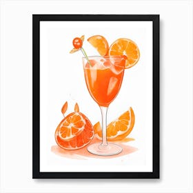 Aperol With Ice And Orange Watercolor Vertical Composition 56 Art Print