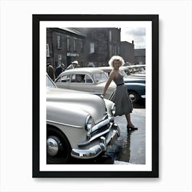 50's Era Community Car Wash Reimagined - Hall-O-Gram Creations 30 Art Print