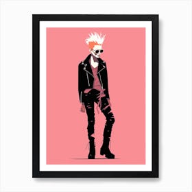 Punk Fusion in Pastel Pink Art Print