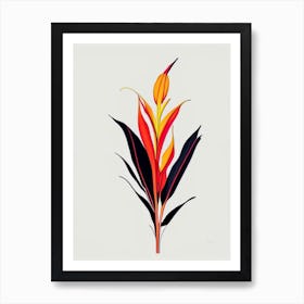 Heliconia Floral Minimal Line Drawing 5 Flower Art Print