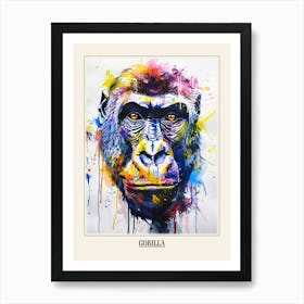 Gorilla Colourful Watercolour 2 Poster Art Print