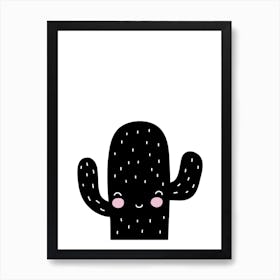 Black Cactus Art Print