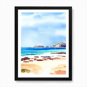 Cala Conta Beach 3, Ibiza, Spain Watercolour Art Print