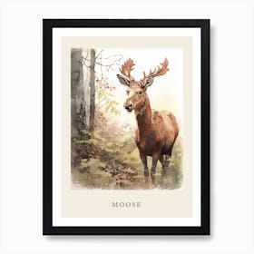Beatrix Potter Inspired  Animal Watercolour Moose 1 Art Print