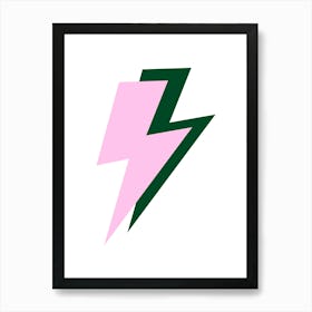 Lightning Bolt Green and Pink Art Print