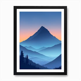 Misty Mountains Vertical Composition In Blue Tone 39 Art Print