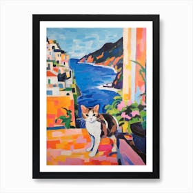 Painting Of A Cat In Amalfi Coast Italy 1 Art Print