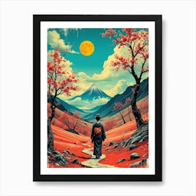 Geisha Walking A Path Art Print