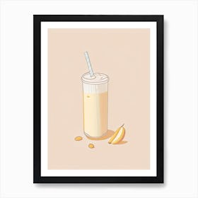 Almond Milkshake Dairy Food Minimal Line Drawing 3 Art Print