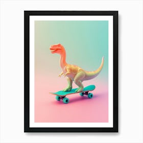 Pastel Toy Dinosaur On A Skateboard 3 Art Print