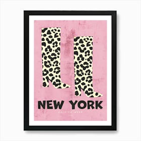 New York Fashion Week Pink Leopard Boots Art Print