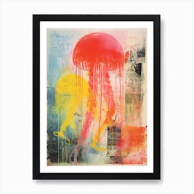 Jellyfish Risograph Inspired 3 Art Print