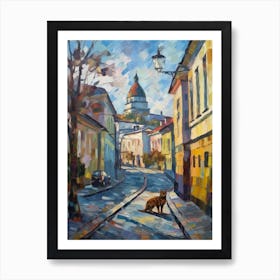 Painting Of Moscow Russia With A Cat In The Style Of Impressionism 2 Art Print