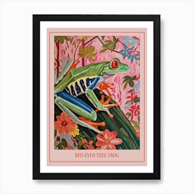 Floral Animal Painting Red Eyed Tree Frog 1 Poster Art Print