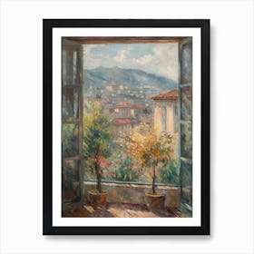 Window View Of Florence In The Style Of Impressionism 2 Art Print