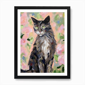 A Maine Coon Cat Painting, Impressionist Painting 1 Art Print