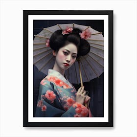 Geisha Realistic Drawing 7 Art Print