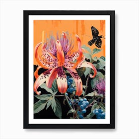 Surreal Florals Bee Balm 1 Flower Painting Art Print