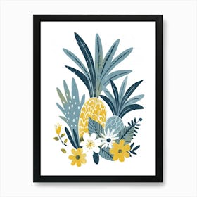 Pineapple Tree Illustration Flat 1 Art Print