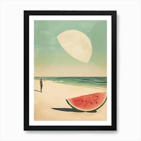 Watermelon On The Beach Art Print