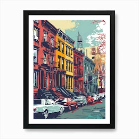 Greenwich Village New York Colourful Silkscreen Illustration 3 Art Print