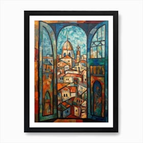 Window View Istanbul Of In The Style Of Cubism 4 Art Print