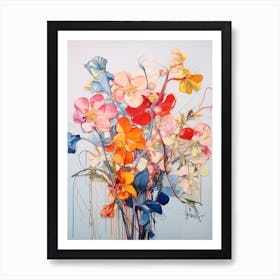 Abstract Flower Painting Larkspur 2 Art Print