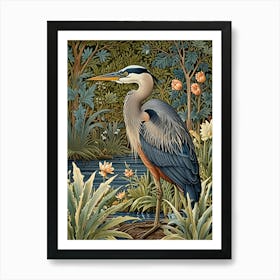 William Morris Blue Heron Art Print