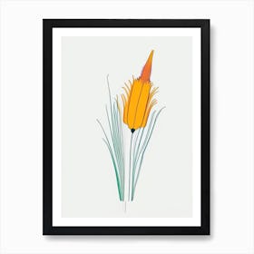 Kniphofia Floral Minimal Line Drawing 1 Flower Art Print