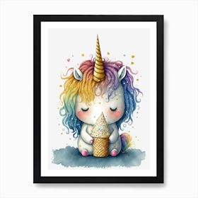 Chibi colorful unicorn Art Print