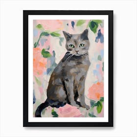 A British Shorthair, Cat Painting, Impressionist Painting 4 Art Print