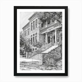 The Bullock Texas State History Museum Austin Texas Black And White Drawing 5 Art Print